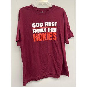 Hokie VT Virginia Tech God First Family Then Hokies Cotton XL T Shirt‎